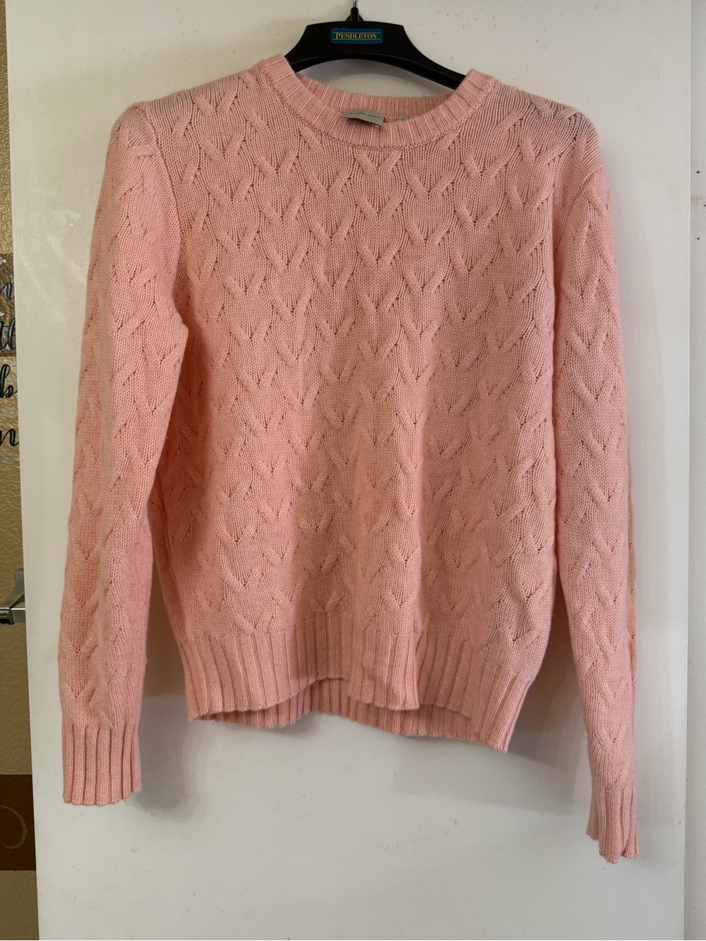 gentle souls Pink Cable Knit Crewneck Sweater